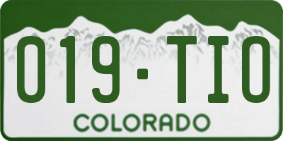 CO license plate 019TIO