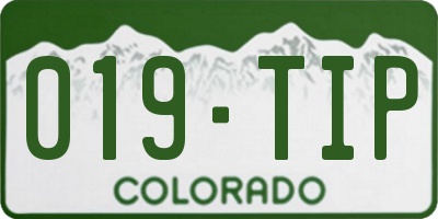 CO license plate 019TIP