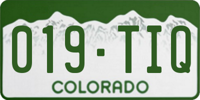 CO license plate 019TIQ