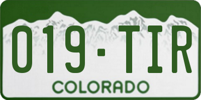CO license plate 019TIR
