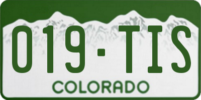 CO license plate 019TIS