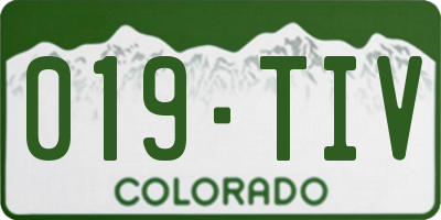 CO license plate 019TIV