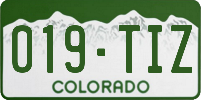 CO license plate 019TIZ