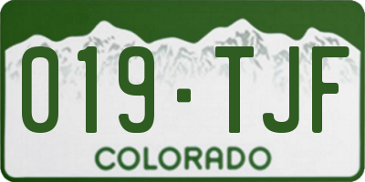 CO license plate 019TJF