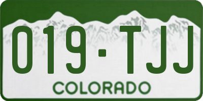 CO license plate 019TJJ