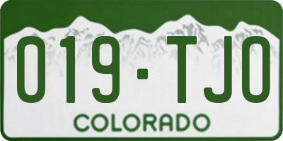 CO license plate 019TJO