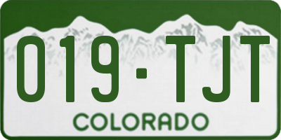 CO license plate 019TJT