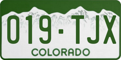 CO license plate 019TJX