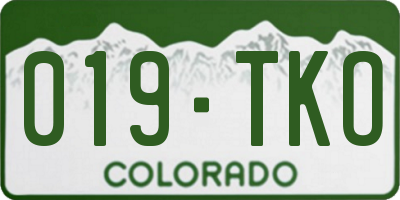 CO license plate 019TKO