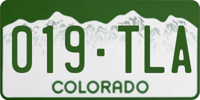 CO license plate 019TLA