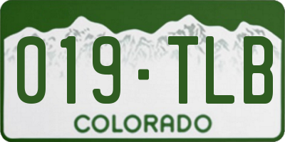 CO license plate 019TLB
