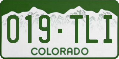 CO license plate 019TLI