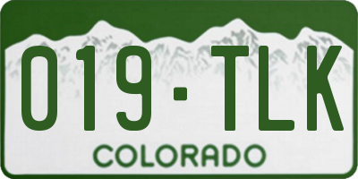 CO license plate 019TLK