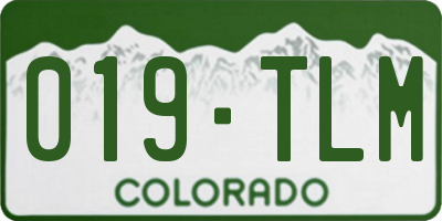 CO license plate 019TLM