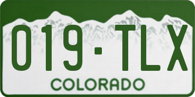 CO license plate 019TLX