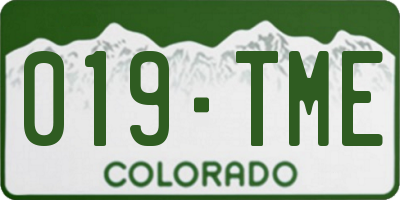 CO license plate 019TME