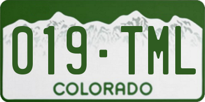 CO license plate 019TML
