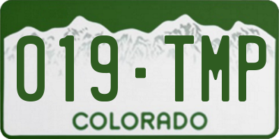 CO license plate 019TMP