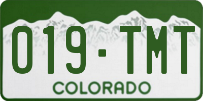 CO license plate 019TMT
