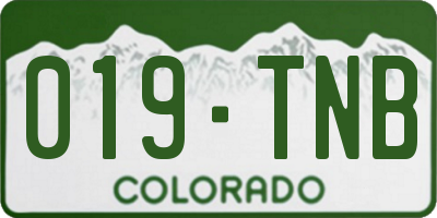 CO license plate 019TNB