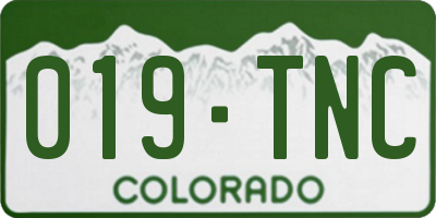 CO license plate 019TNC
