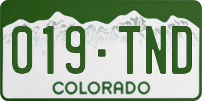 CO license plate 019TND