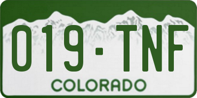 CO license plate 019TNF