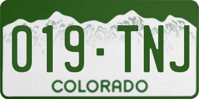 CO license plate 019TNJ