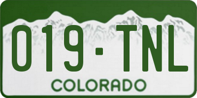 CO license plate 019TNL