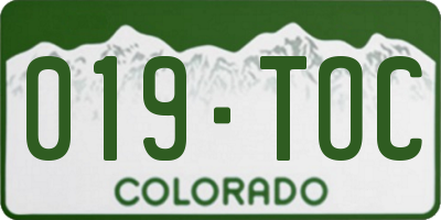 CO license plate 019TOC