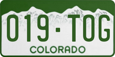 CO license plate 019TOG
