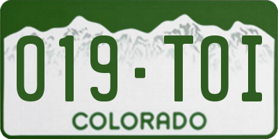 CO license plate 019TOI