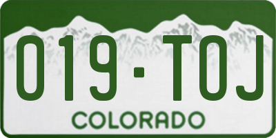 CO license plate 019TOJ