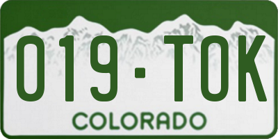 CO license plate 019TOK
