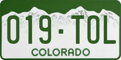 CO license plate 019TOL