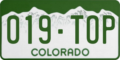 CO license plate 019TOP