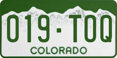 CO license plate 019TOQ