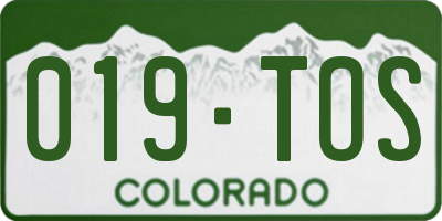 CO license plate 019TOS