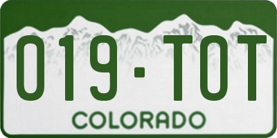 CO license plate 019TOT