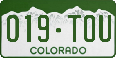 CO license plate 019TOU
