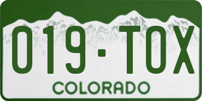 CO license plate 019TOX