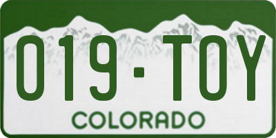 CO license plate 019TOY