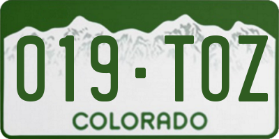 CO license plate 019TOZ