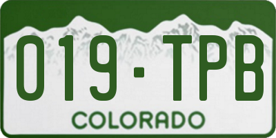 CO license plate 019TPB