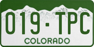 CO license plate 019TPC