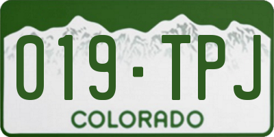 CO license plate 019TPJ