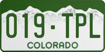 CO license plate 019TPL