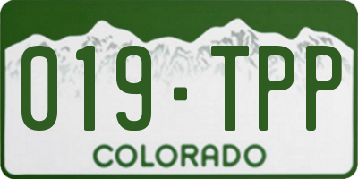 CO license plate 019TPP