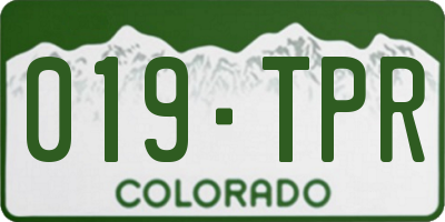 CO license plate 019TPR