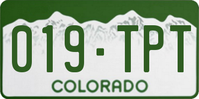 CO license plate 019TPT